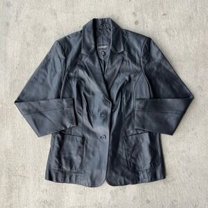 OUTBROOK Black Genuine Leather Blazer Jacket Womens Large